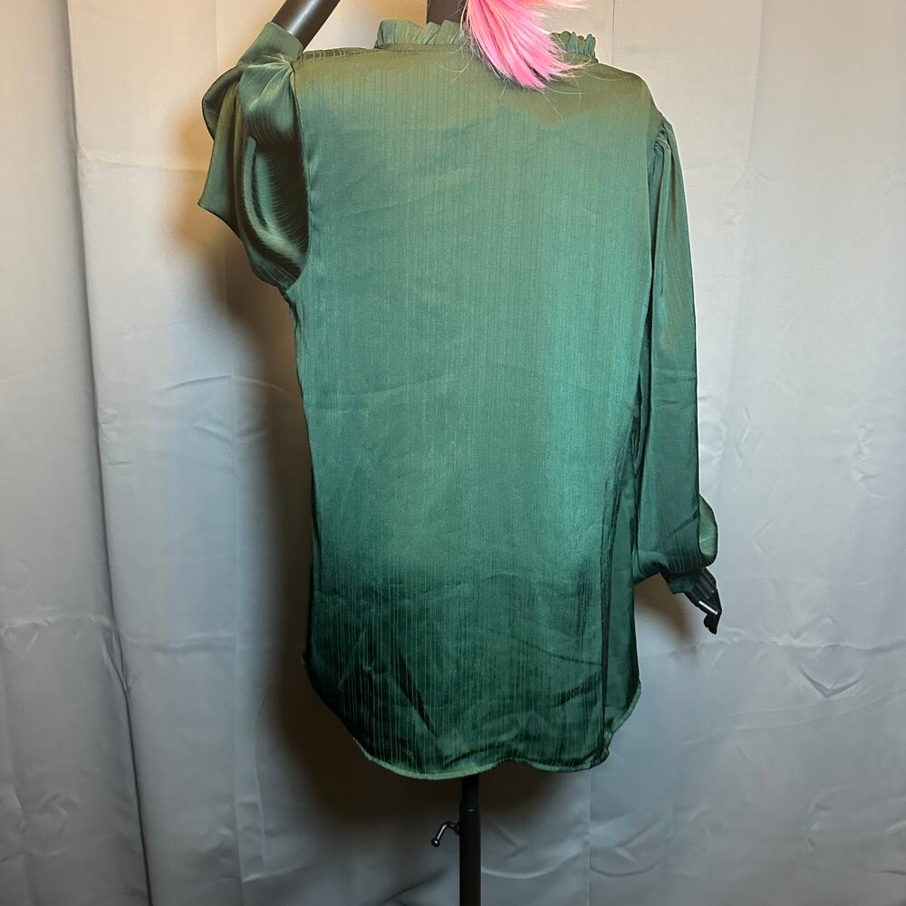 Plus Size 14 16 1x BloomChic long Button Cuff & Tie Neck shirt Top Blouse - Picture 3 of 12